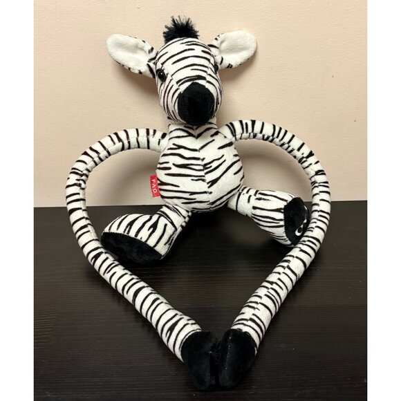 FAO Zebra Plush Toy With Adjustable Sliding Arms & Legs Black & White Striped - Picture 1 of 7